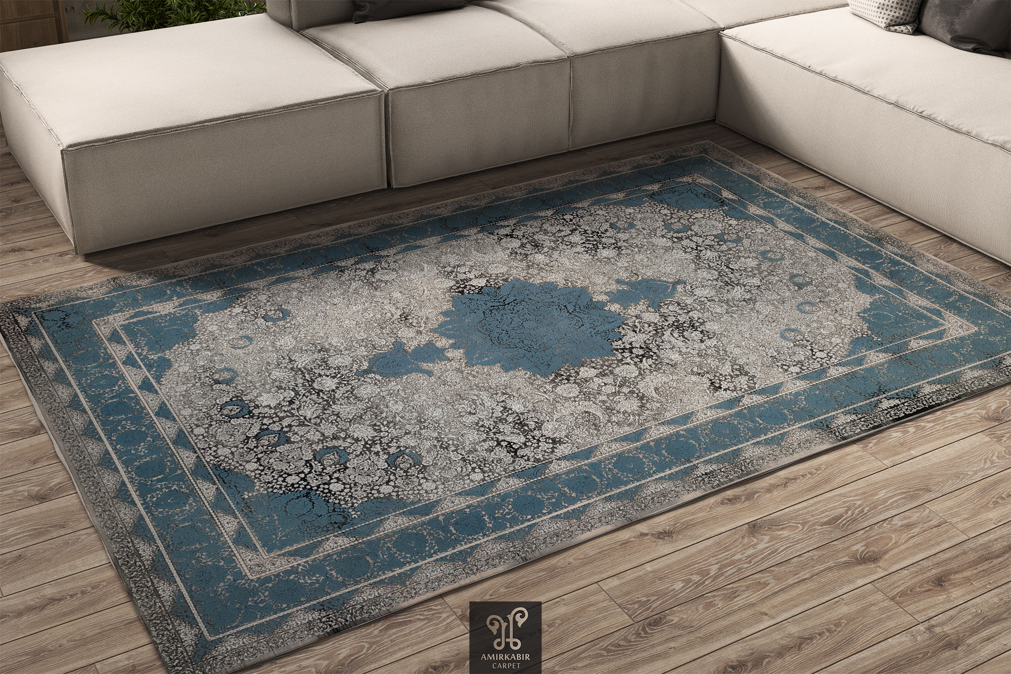 1200 reeds carpet Modern Carpet - Highbulked Carpet Style - Vintage Naeen Blue